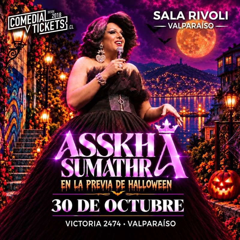 Flyer de ASSKHA SUMATHRA, LA PREVIA DE HALLOWEEN EN SALA RIVOLI