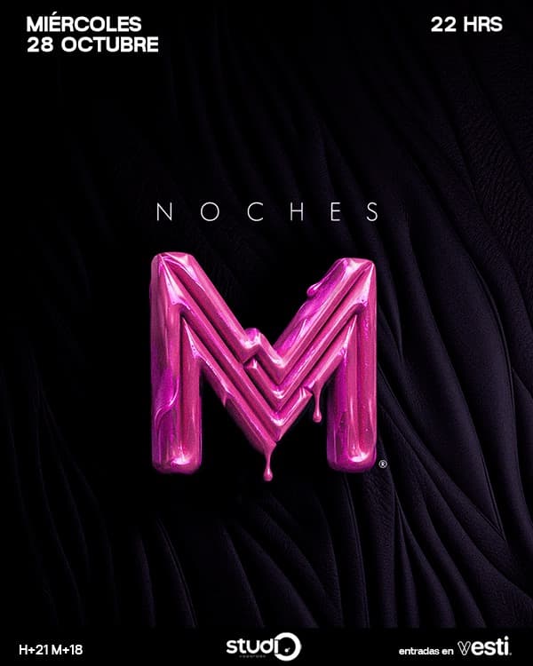 Flyer de NOCHES M ® en STUDIO VALPARAISO | MIÉRCOLES 28 OCTUBRE 2026