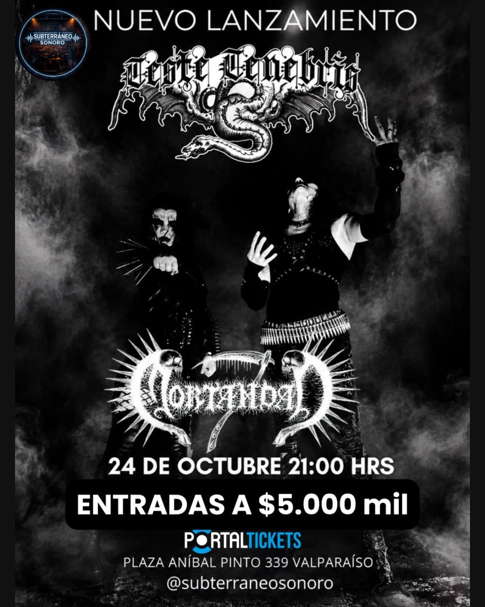 Flyer de LANZAMIENTO TESTETENEBRIS EN POSEIDÓN BAR, VALPARAÍSO