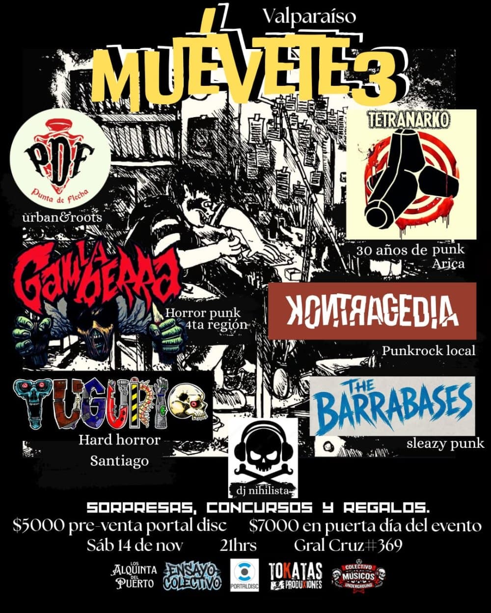 Flyer de MUEVETE 3 EN LOS ALQUINTA DEL PUERTO, VALPARAÍSO