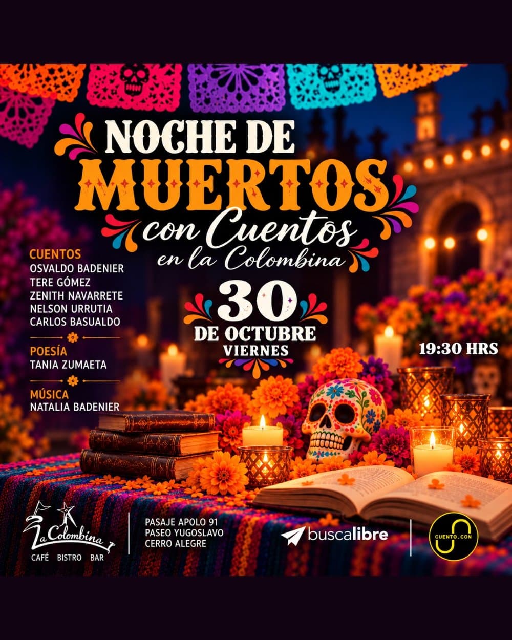 Flyer de NOCHE DE MUERTOS EN LA COLOMBINA, VALPARAÍSO