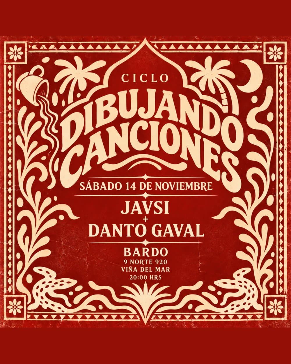 Flyer de CICLO DIBUJANDO CANCIONES EN BARDO - 14/11 JAVSI - DANTO GAVAL