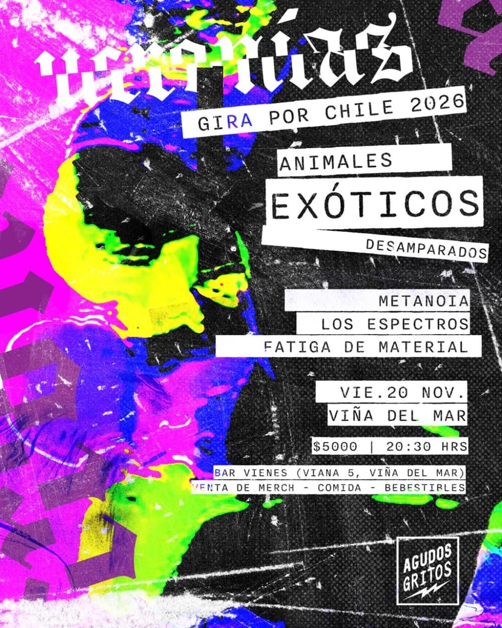 Flyer de ANIMALES EXÓTICOS DESAMPARADOS: GIRA UCRONIAS EN BAR VIENES