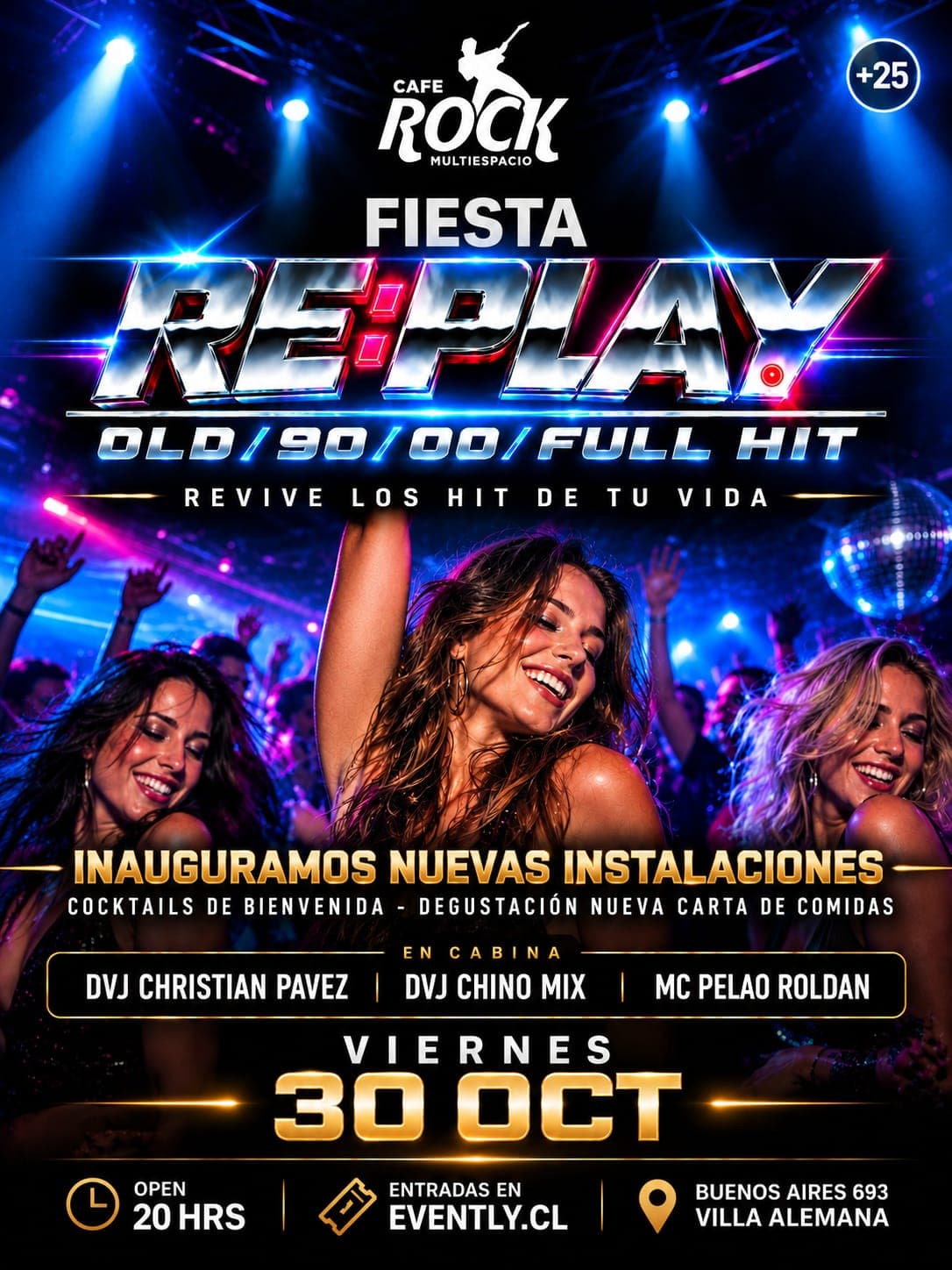 Flyer de Viernes 30 Fiesta Re-Play 90/2000