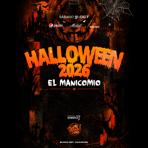 Flyer de Halloween 2026 El Manicomio